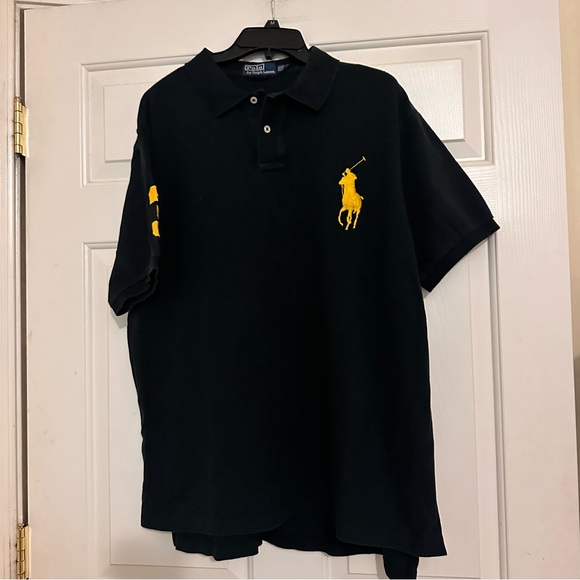 Vintage Polo by Ralph Lauren Men's Black Yellow Polo Shirt Big Pony Size XXL - Picture 3 of 8